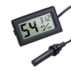 DollaTek 3Pcs 2-in-1 Digital LCD Embedded Thermometer Hygrometer with External for Reptile Incubator Aquarium Poultry - Black