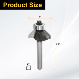 HARFINGTON 2pcs 45 Degree Chamfer Router Bit 1/4 Inch Shank 5/16" Cutting Edge Carbide Tip with Bearing for Woodworking Milling Cutter Tool, Black