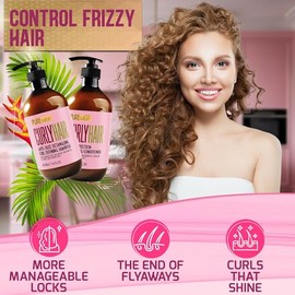 Curly Hair Shampoo and Conditioner Set - Sulfate Free and Color Safe - For Wavy, Frizzy, Fine, Black and Permed Styles - Moisturizing for Men and Wome