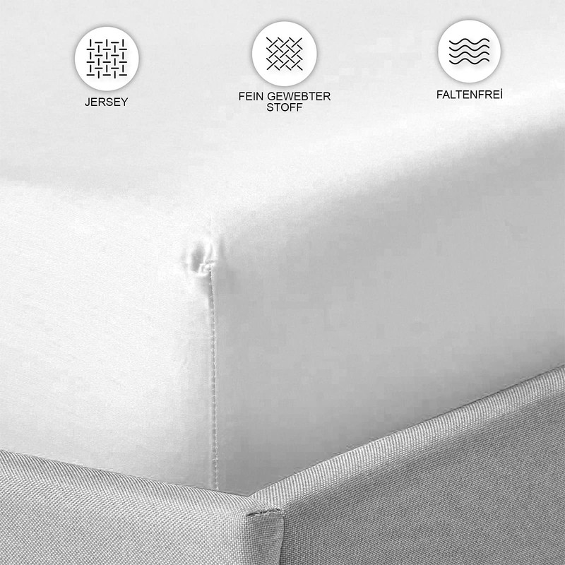 Buymax Jersey Fitted Sheet, 100% Cotton, Base Height, High Base,