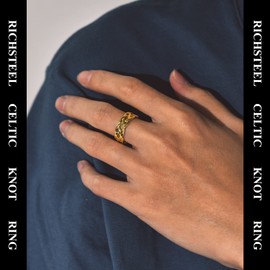 Richsteel Irish Kleitscher Knot Ring for Men and Women 7 mm Celtic Knot Finger Ring in Size 54-73 (17.25-22.75) Celtic Knot Band Ring Finger Ring Eternity Ring Partner Ring Loving Ring, Stainless