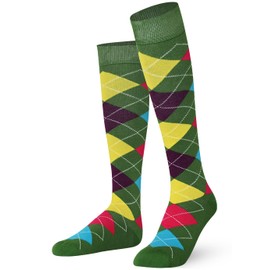 Mysocks Knee High Socks for Women and Men - Breathable Combed Cotton Seamless Toe Argyle Plain Unisex Long Socks - Casual Golf Knee Length Socks