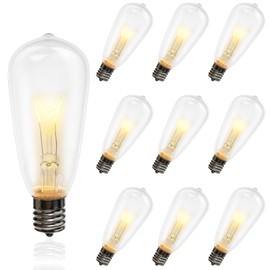Pallerina 10-Pack Edison Replacement Bulbs ST40 Light Bulbs, 7W 120V E17 Screw Base, Edison Replacement Bulbs for Outdoor String Lights, Bulb for Patio Garden Backyard Decor, Warm White