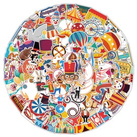 100 Pcs Circus Vinyl Stickers,Animal Clown Graffiti Stickers,Vinyl Waterproof Sticker for Kids Teens Girls,for Phone Laptop Bottles Skateboard Computer Phone Luggage Guitar Gifts Sticker