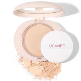 UCANBE Polvos compactos y base de maquillaje 2 en 1, polvos fijadores impecables con control de grasa mate, maquillaje coreano, polvos de acabado de  