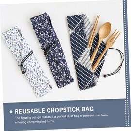 IMIKEYA 3pcs Japanese Style Cutlery Bags - Chopsticks Sleeves - Travel & Picnic Use