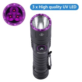 ALONEFIRE SV103 395nm UV Flashlight USB C Rechargeable Black Light Woods Lamp Money Detector for Resin Curing, Pet Urine Detection, Scorpion, Fishing, Minerals, Rocks, Bed Bug, Leaks with Battery