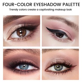 Yamobi Lidschatten-Make-up-Palette in 4 Farben,Wasserfest Und Langanhaltend Mit Glitzer Effekt,Mini Make-up für Natürliche Alltagslooks & Smokey Eyes