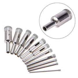 10Pcs Diamond Coated Core Hole Saw Drill Bit Extractor Remover Set Tools 3-18 mm For Tiles Marble Glass Ceramic
