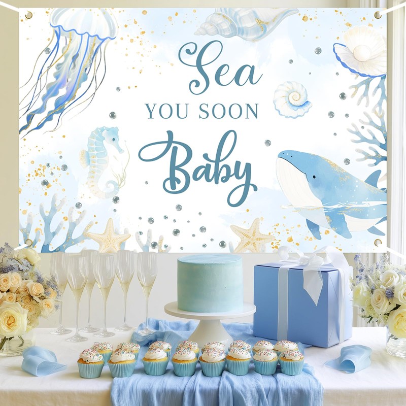 Sea You Soon Baby Shower Backdrop Under The Sea Welcome