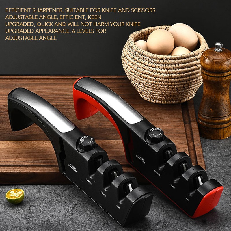 Knife Sharpener Diamond Black Ergonomic Multifunctional Adjustable 3 Stages Kitchen