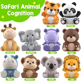 Learning Toys for 1,2,3 Year Old, 20 Pcs Safari Animals Toy, Counting Skill, Color Matching, Montessori Toys, Christmas Birthday Easter Educational Gift for Baby Toddler Boys Girls Age 12-18 Months