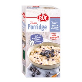 RUF Porridge Blueberry Yoghurt, Popular Oatmeal with Blueberry Pieces, Ideal for On the Go & in the Office, Quick Preparation, Storage Pack, 1 x 400 g