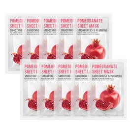 [Pack of 10] Eunyul Purity Pomegranate Face Cloth Masks (22 ml x 10 Pieces) Korean Skin Care Moisturising, Nourishing and Clarifying Natural Ingredients