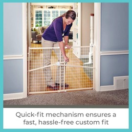 Toddleroo by North States 50" wide Quick Fit Wire Mesh Baby Gate: hassle free ratchet system for quick custom fit. Pressure mount. Fits 29.5"- 50" wide (32" tall, Sustainable Hardwood)