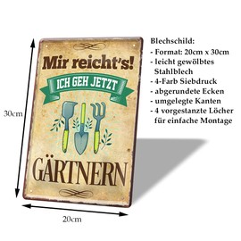 Gärtner Tin Sign – Metal Sign with Funny Saying for Hobby Gardeners Gardeners – Retro Decorative Sign Balcony Terrace Garden Shed Arbor Hobby Cellar Tool Shed – Gift Idea – 20 x 30 cm