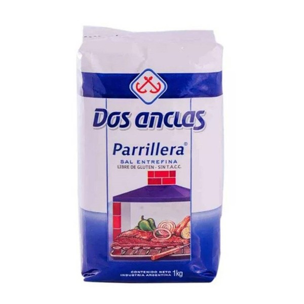 Dos Anclas Sal Parrillera Entrefina, 1 kg / 2.2 lb bag