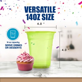 Alegria Color Party Cups, High - Quality Plastic Cups to Celebrate, Sturdy and Modern Disposable Cups, Microwave - Safe | 1 Pack, of 25 Cups, 14oz - Blue