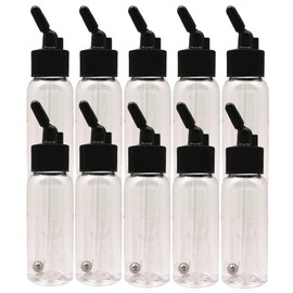 OPHIR Brand Box of 1.07-Ounce, 30ML Plastic Bottles Jars Lid Adapter Dual-Action Siphon Feed Accessories with 10x Rubber Caps, Works with Dual Action OPHIR, Paasche, Iwata, Badger Airbrushes