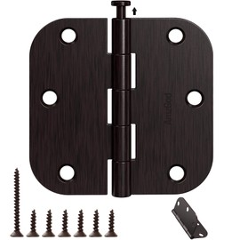 AmzGod 12 Pack Oil Rubbed Bronze Door Hinges 3.5" x 3 1/2 Inch - 5/8" Radius Corner Hinge Kit for Interior/Exterior Doors, Wooden Boxes & DIY Projects (Iron Hardware for Bedroom/Bifold/Chicken Coop)