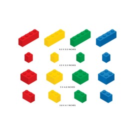 Building Block Bricks Fabric Wall Decals, Set Of 16 Blocks In 4 Colors - Removable, Reusable, Respositionable