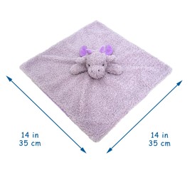 Doindute Baby Purple Dragon Soft Stuffed Animal Security Blanket, Plush Dinosaur Character Lovey Blanket, Baby Shower/Nursery Gift, Newborn Infant Toddler Snuggle Blankie for Boys Girls, 14 Inches