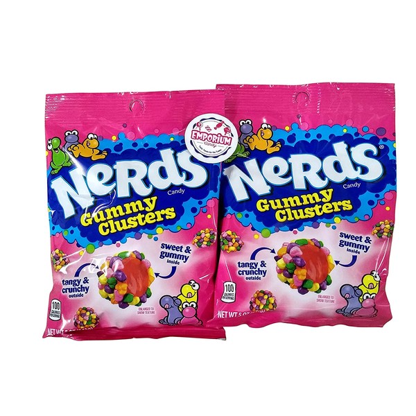 Nerds Gummy Clusters - Two 5 ounce bags of Fresh Delicious Chewy Candy with Refrigerator Magnet
