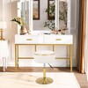 MRITWAII Adjustable Vanity Stool with Storage, 360° Swivel Makeup Stool