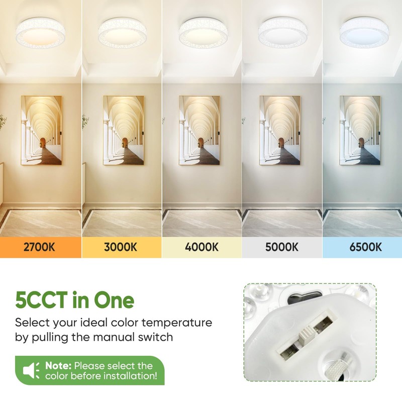 Lightania 12 Inch Flush Mount Ceiling Light, Modern White LED