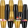 cssopenss 120 PCS Black Gold Plastic Shot Cups Black And