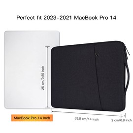 Laptop Sleeve Carrying Case for 14" New MacBook Pro M3 Pro Max/ M3 M2 M1 Pro Max A2992 A2918 A2779 A2442 2023-2021, MacBook Pro 14 Inch Case, MacBook Pro 14 inch Laptop Sleeve Bag, Black