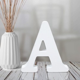 AOCEAN 4 Inch White Wood Letters Unfinished Wood Letters for Wall Decor Decorative Standing Letters Slices Sign Board Decoration for Craft Home Party Projects (A)