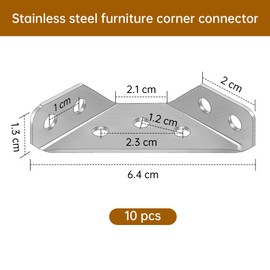10Pcs Universal Stainless Steel Furniture Corner Connector, Universal Anti-Deform Corner Brackets, Multi-Angle Joint Fasteners, and Triangle Support Frame Brackets, Includes Screws