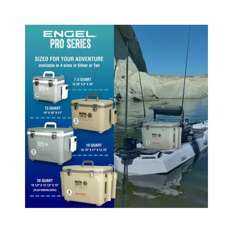 Engel 19QT Pro Live Bait Cooler with Rechargeable Aerator Silver