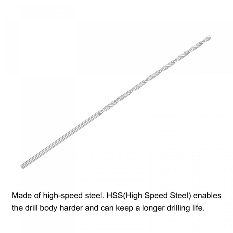 sourcing map HSS(High Speed Steel) Extra Long Twist Drill Bits,