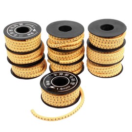sourcing map 10 Pcs Yellow Flexible PVC Number 0-9 Print 1.5mm2 Wire Cable Markers Tag