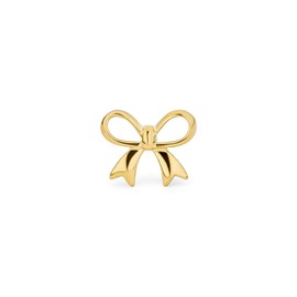 Dainty Tiny Birthday Gift Band Solid Genuine 14K Yellow Gold Mini Bow Stud Earrings For Women Teenager Safety Clasp Screw Back, Yellow Gold, No Gemstone