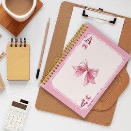 BESERH Pink Bow Ace Card Coquette Notebook Journal, Preppy Notebook, Pink Aesthetic Notebook, Girly Notebook, Cute Notebooks for Women, Pink Office Supplies, Spiral Notebook 5.5x8.3 with 164 Pages