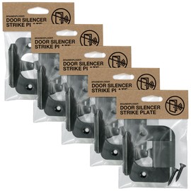 Door Silencer Strike Plate - Flexible, Noise Eliminating Fix for Loud Doors Fits with No Modifications, Stops Slamming Noise Perfect for Nursery, Bedroom, Sleepers, Auditory Issues (Black, Five Pack)