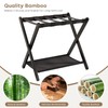 Fully Assembled Black Luggage Rack for Guest Room, Bamboo Folding