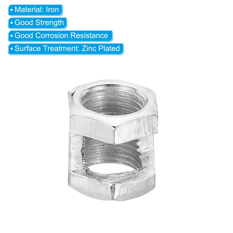 PATIKIL M10x1mm Hexagon Coupling Nut, 6 Pack 15mm Thread Zinc