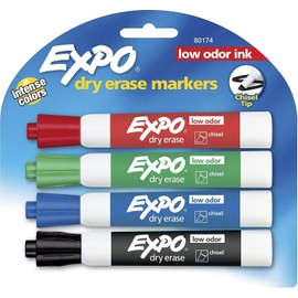 EXPO 80174 Low Odor Chisel Tip Dry Erase Marker Pack, 48 Assorted Color Assortments, Ideal for Non-Porous Surfaces, School Classroom Pack