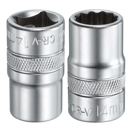 HARFINGTON 2pcs 1/2" Drive by 14mm 12-Point Shallow Socket 38mm Length Metric Spline Socket