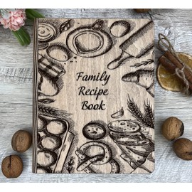 Wooden Blank Recipe Book - Family Cookbook, Wooden Cover with 80 Sheets for Handwritten Recipes - Notebook, Kitchen Journal and Recipe Keeper, Wooden Gift (WHITE OAK)