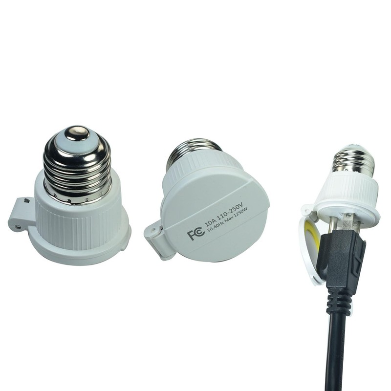 WPJCS E26/E27 Light Bulb to Socket Adapter Waterproof, 3Prong Light