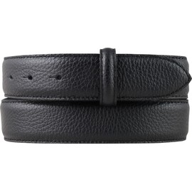 BELTINGER Interchangeable belt made of grained leather with quilted seam without buckle, 3.5 cm, fashionable press stud belt with pigment embossing, 35 mm, women and men, black