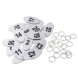 Aspire 20 PCS Key Fobs, Key Tags, Oval Black Engraved Numbers 1 to 20 for Hotel B&B Office (Golden)