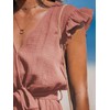 CUPSHE Women's Jumpsuit V-Neck Wrap Look Romper Flutter Sleeves Wide