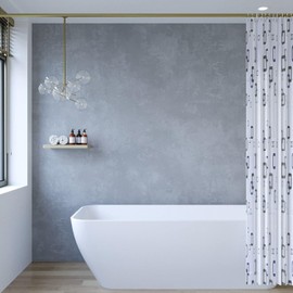 SANYROI Shower Curtain 180 x 200 cm Anti-Mould Water Resistant PEVA Bath Shower Curtains with 12 Hooks No Drilling Required