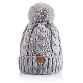REDESS Women Winter Pompom Beanie Hat with Warm Fleece Lined, Thick Slouchy Snow Knit Skull Ski Cap